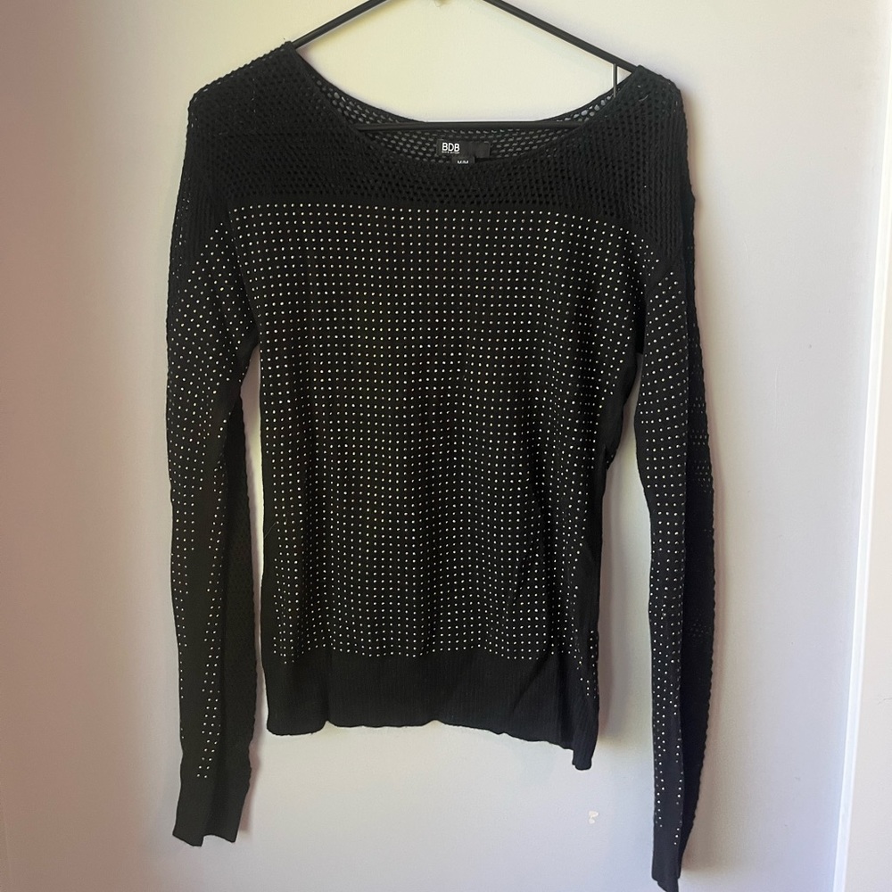 BDB DAVID BITTON LACY BEDAZZLED TOP